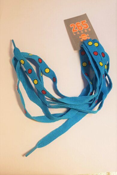 Шнурки 265 LACES blue to red and yellow polka dots